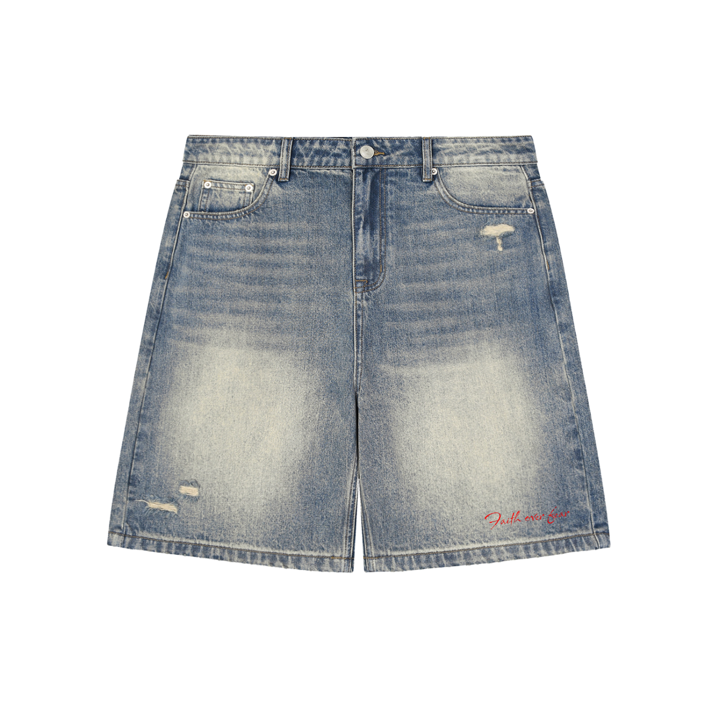 Faith over Fear Baggy Denim Shorts